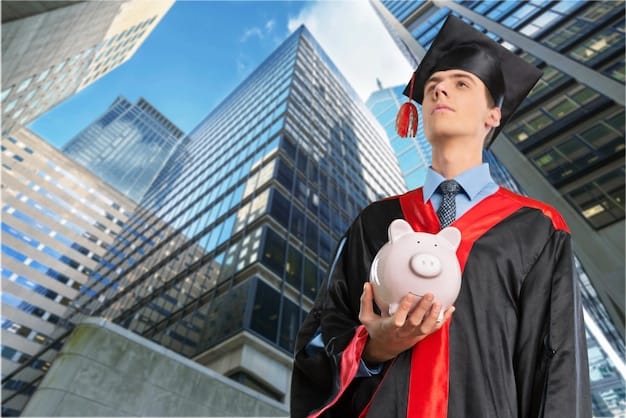 A young graduate smiling while holding their diploma, overlaid with financial charts showing debt reduction and tax savings related to student loan interest deductions.