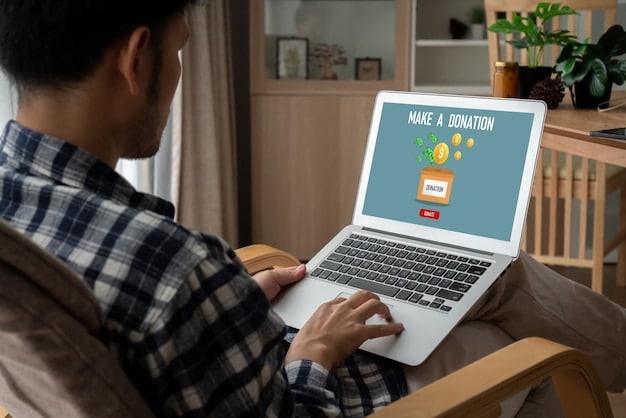 A person making an online contribution to their HSA via laptop, with visual cues highlighting the ease and convenience of HSA funding. Charts in the background representing growth and tax savings further illustrate the benefits.