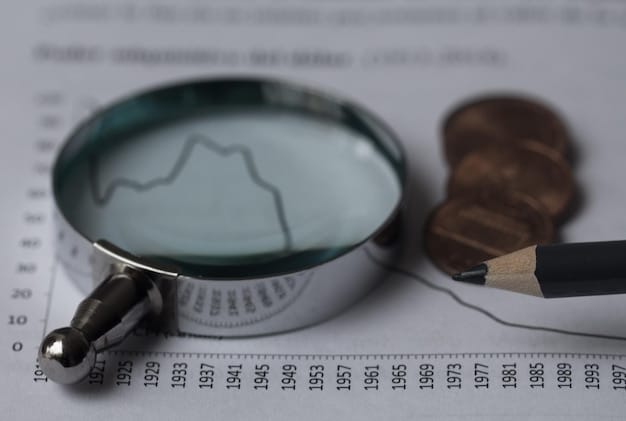 A close-up of a credit report highlighting sections on payment history and credit utilization, with a magnifying glass over the report, emphasizing careful review and attention to detail.