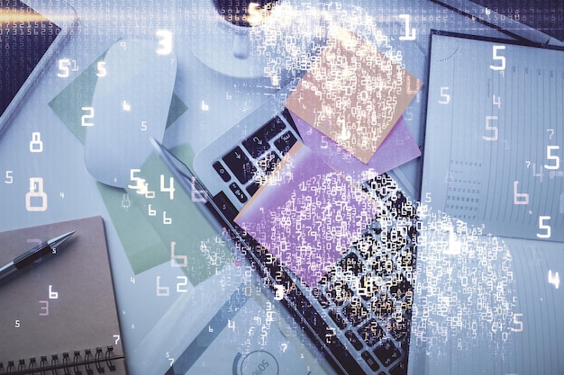 A digital illustration of a tax form being filed on a laptop with a progress bar showing completion, surrounded by icons representing financial planning and tax credits.