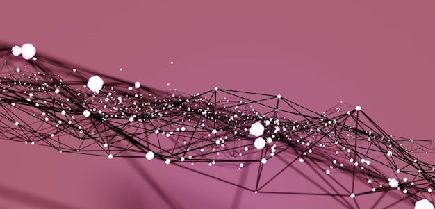 An abstract depiction of neural networks and data flows, with nodes connecting to each other, illustrating the complexity and interconnectedness of artificial intelligence. Color palette: blues and purples.