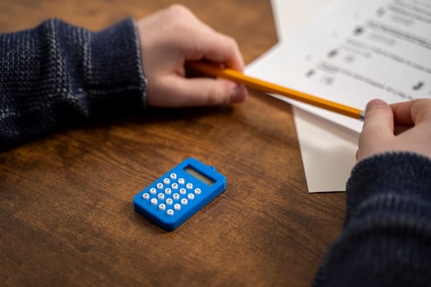 A close-up of a FAFSA application form being filled out, with a calculator and financial documents scattered around, emphasizing the importance of accuracy.