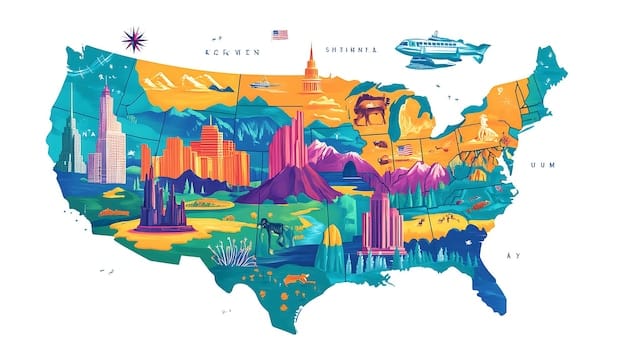 A detailed map of the United States highlighting the locations of various National Monuments. Include different symbols or colors to represent different types of monuments (e.g., historical, natural).