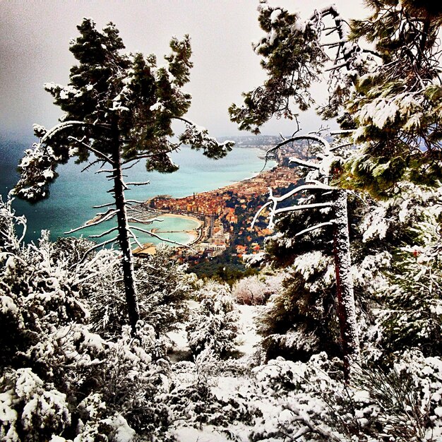 A collage showing various travel destinations during their respective off-peak seasons, such as beaches in early fall or snowy mountains in late winter.