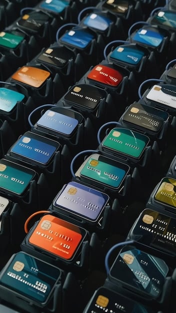 A close-up of various credit cards with different logos, arranged in a visually appealing manner. The background is minimalistic, emphasizing the diversity of credit card options available for travel rewards.