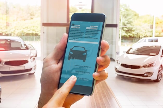 A close-up shot of a smartphone displaying a comparison website for rental cars, showing different prices for the same car model from various companies.