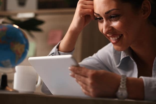 A close-up of a digital nomad reviewing tax documents on a tablet, with a concerned expression, highlighting the confusion and complexity of understanding US tax laws.