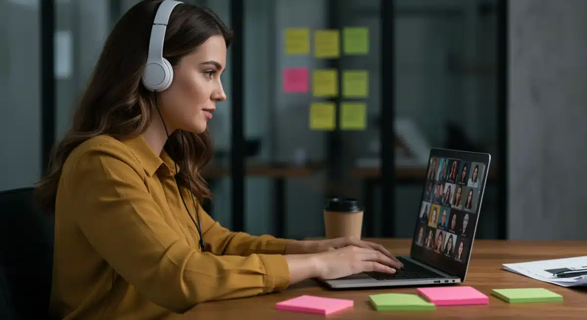 Young woman participating in a virtual volunteer meeting