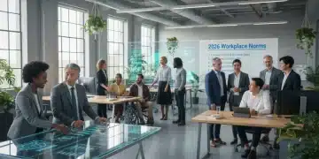 Diverse professionals engaging in a modern, inclusive workplace in 2026