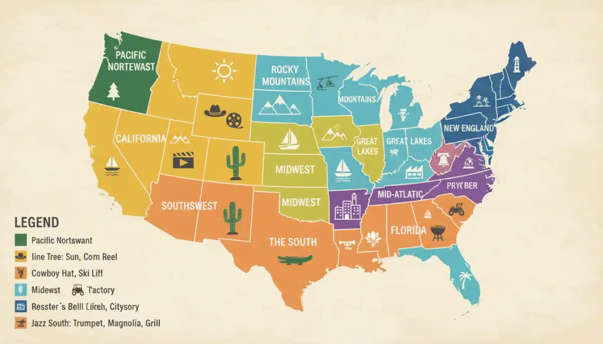 Cultural regions map of the United States