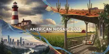 Diverse American regional cultures collage