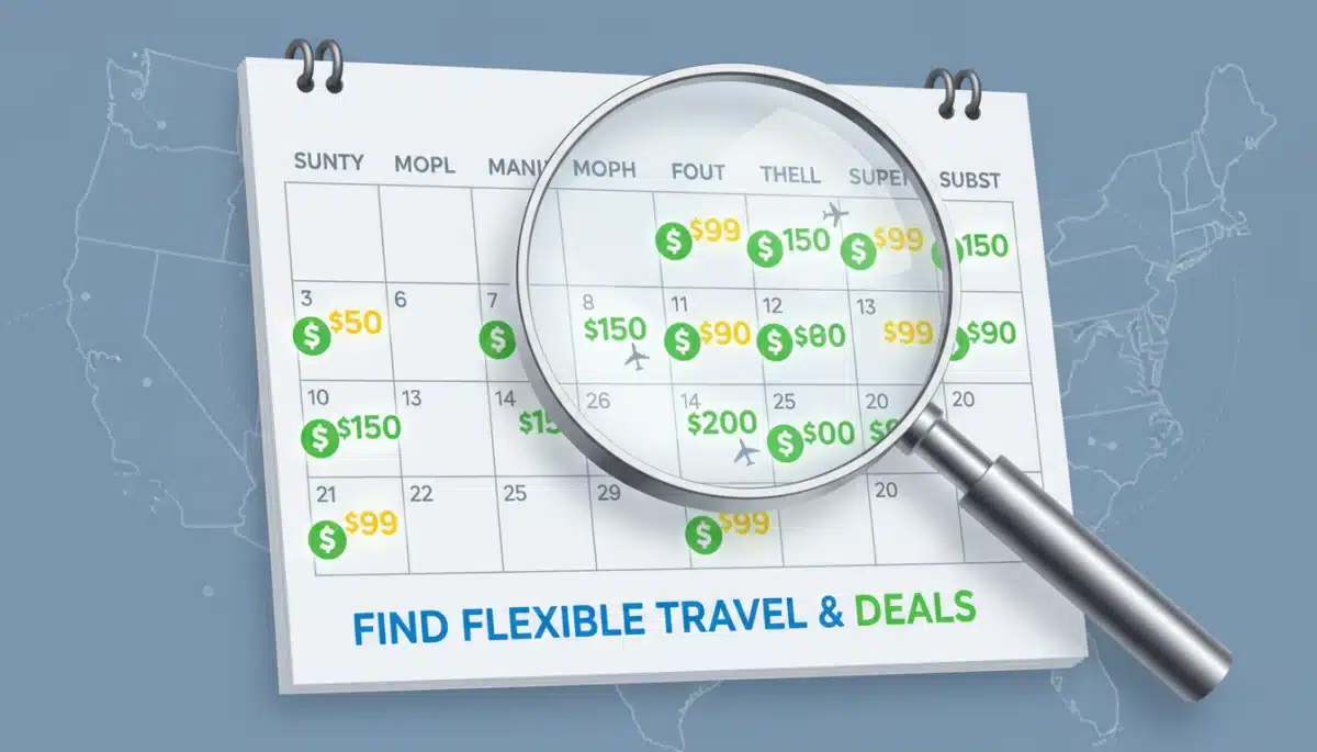 Calendar highlighting flexible travel dates for cheap flights
